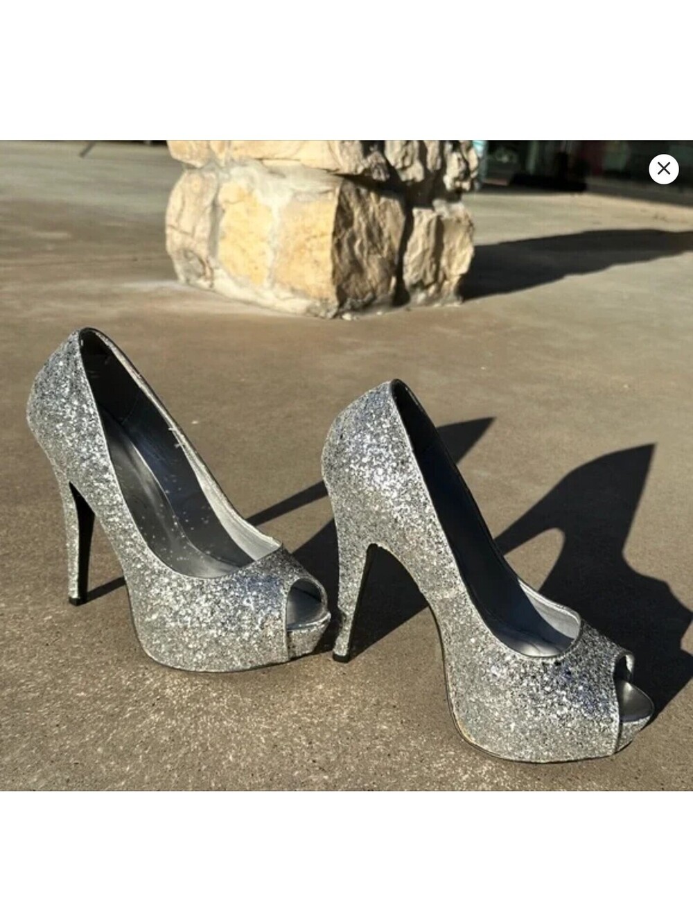 Pleaser Shoes Fabulicious Silver Twinkle Pump Heels Size 6 - New with Box